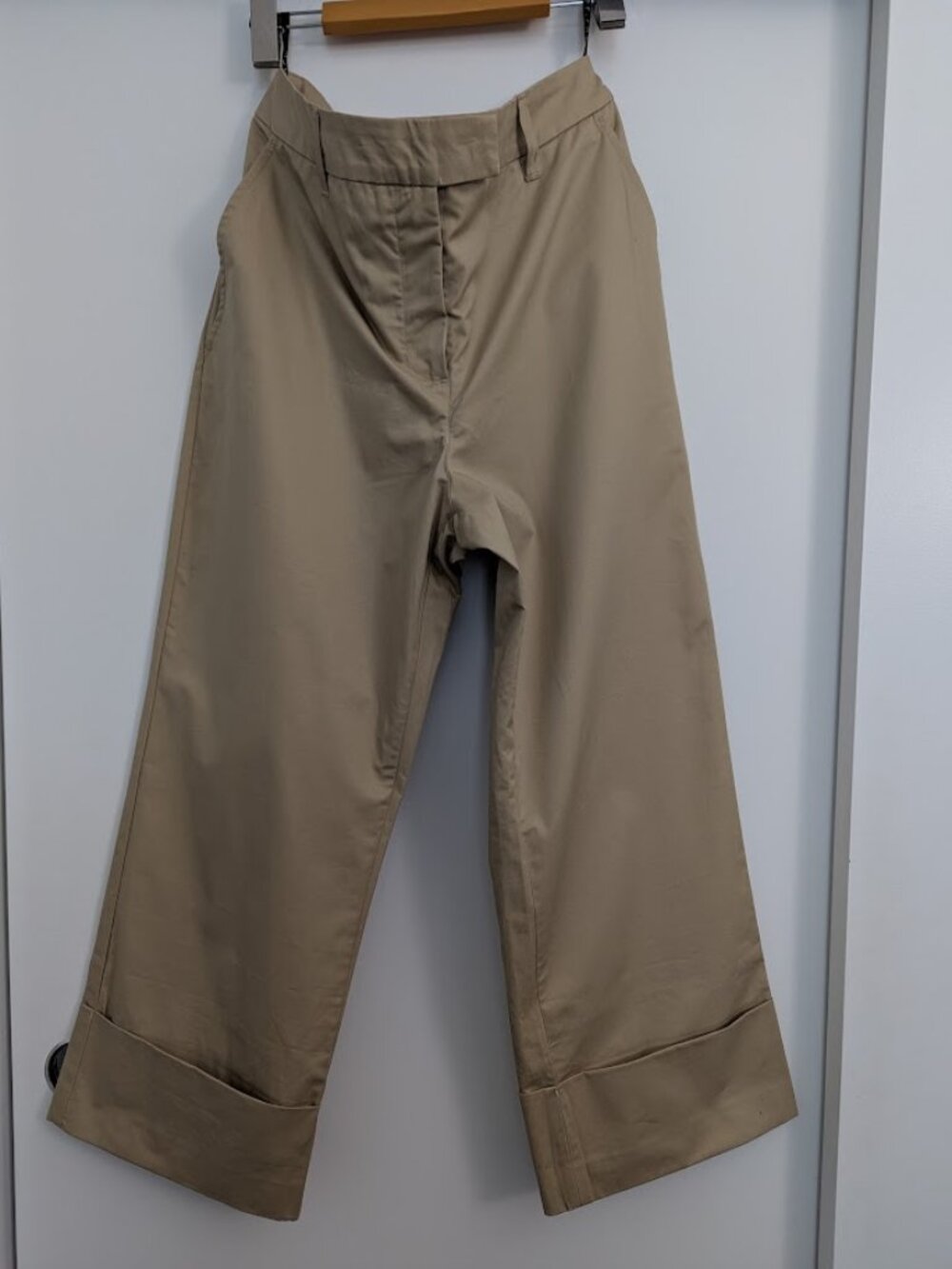 Culotte Pants Wide Leg Cotton Cropped Beige Casual Office Resortwear - Picture 5 of 14